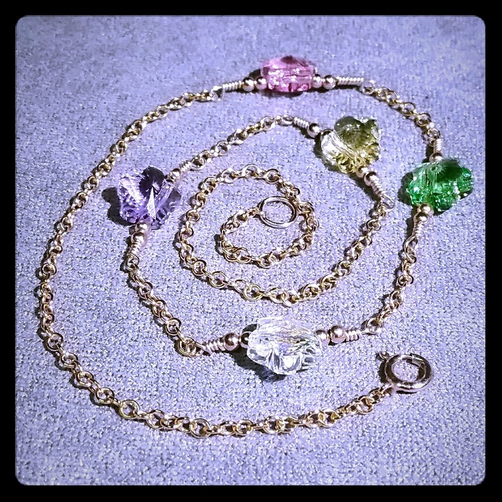 14k Gold Filled Necklace with Swarovski Flowers